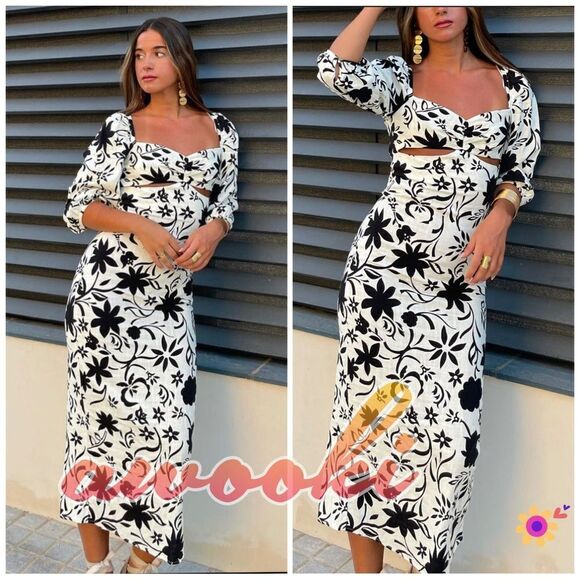 Zara Linen Blend Cut Out Dress - Picture 1 of 12